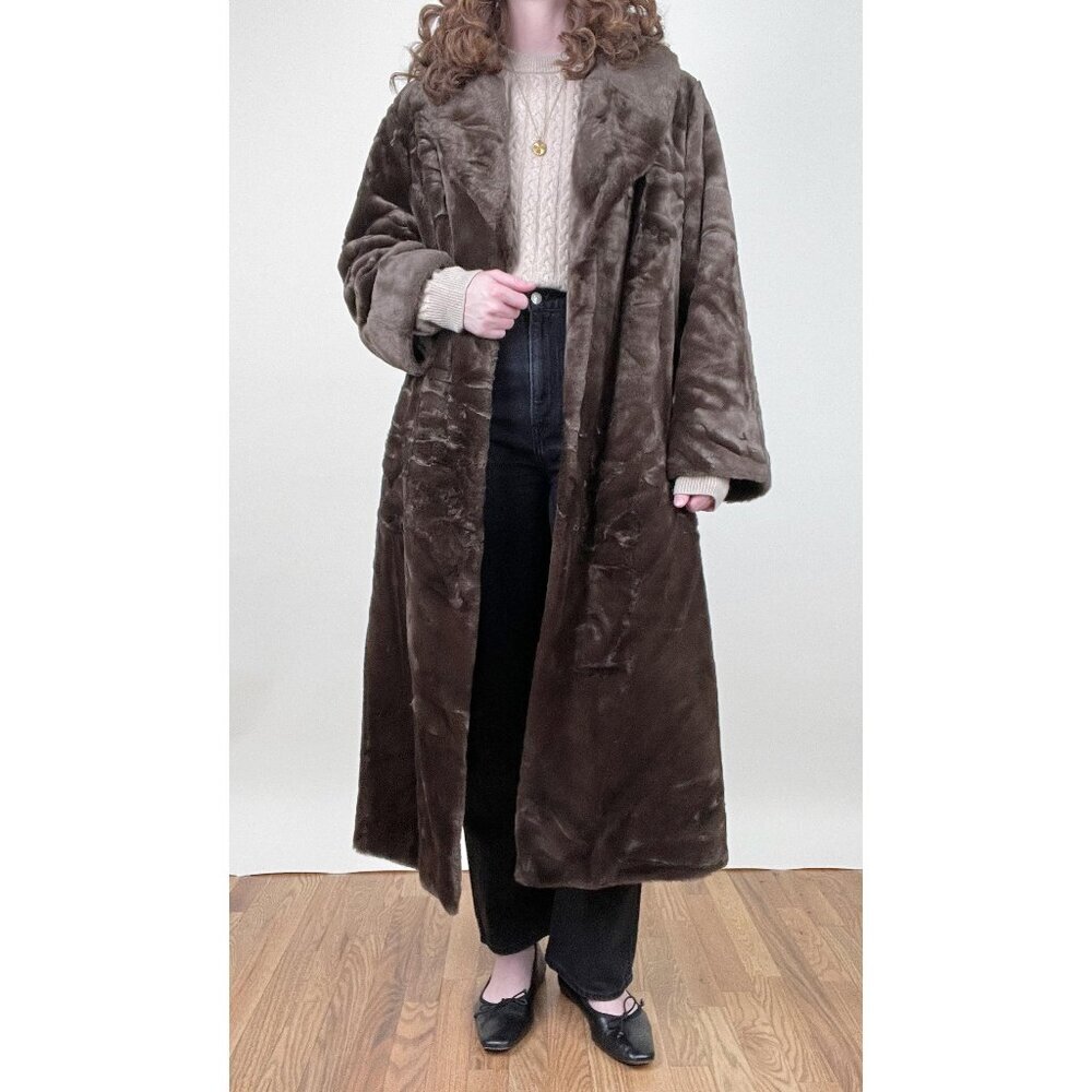 Vintage Faux Fur Long Maxi Coat Jacket Oversized Mob Wife Fall Winter Luxury 1X